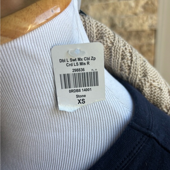 L.L. Bean Cream Cardigan with Cable Knit Design - Picture 9 of 12